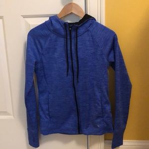 Danskin high neck blue heathered hooded sweatshirt